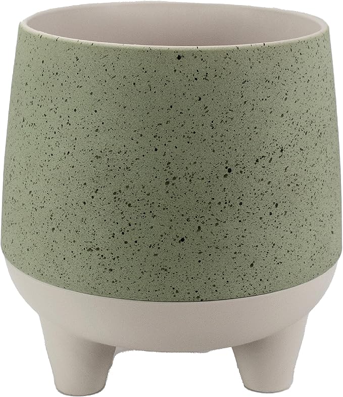 The HC Companies 8 Inch Orion Self Watering Planter - Lightweight Indoor Plastic Plant Pot for Herbs and Flowers, Sage
