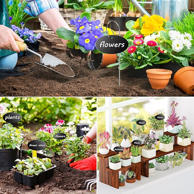 Vcekract Plant Labels, 25 Pcs Acrylic Garden Labels Stakes with Pen, Plant Markers for Outdoor Garden, Plant Tags for Potted Plants, Seed, Flowers