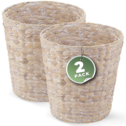84ECO 2-Pack White Wicker Trash Cans
