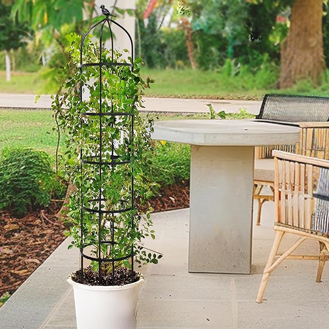 6.7FT Garden Obelisk Trellis for Climbing Plants,81”Metal Plant Support Tower,Heavy Duty Thickened Tube,Rustproof Black Vine & Flower Stand for Outdoor Indoor Use