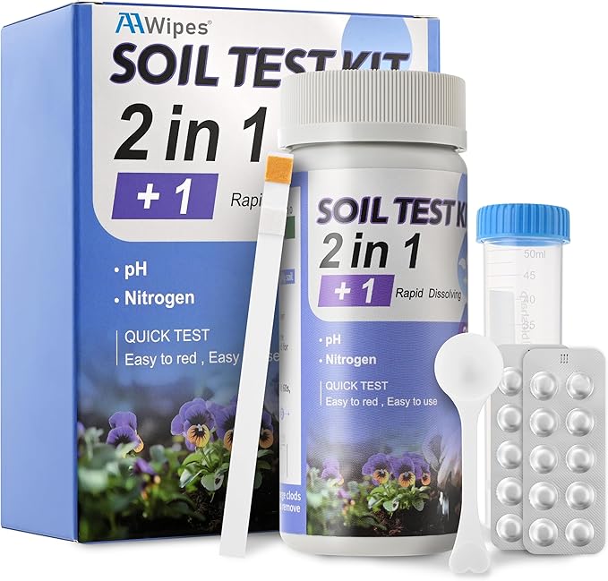 AAwipes Soil Test Kit pH & Nitrogen Tester for Garden Vegetable Nutrients Lawn Indoor & Outdoor 20 Strips (J03)
