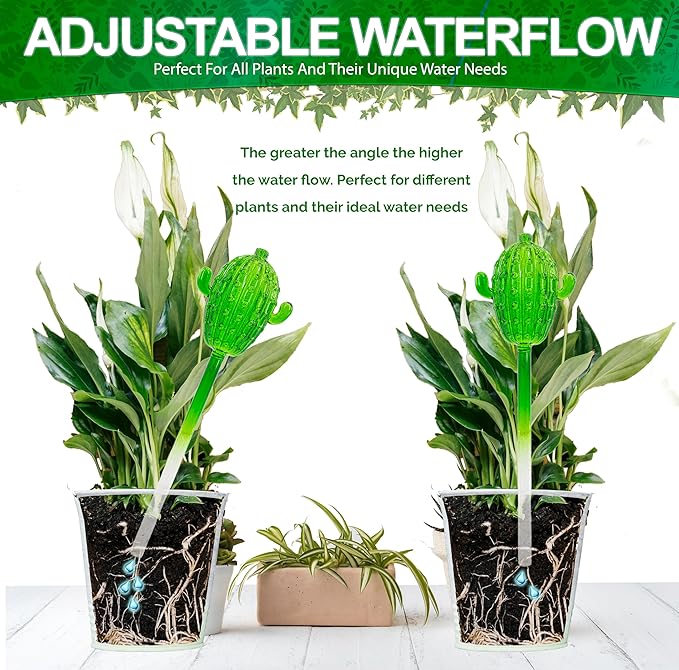 5 STAR SUPER DEALS Aqua Glass Plant Watering Globes Automatic Self Watering Plant Insert Spike Orbs - Indoor Outdoor Plant Drip Irrigation - for Flowers, Herbs, Houseplants (Cactus Globes, 4, Units)