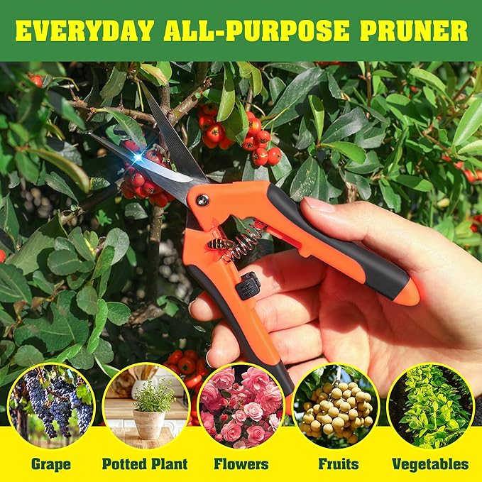 EWPJDK 4 Pack Garden Shears, Stainless Steel Shears Gardening Tools, Scissors, Garden Clippers, Pruning Shears for Gardening Shears & Scissors (Orange)