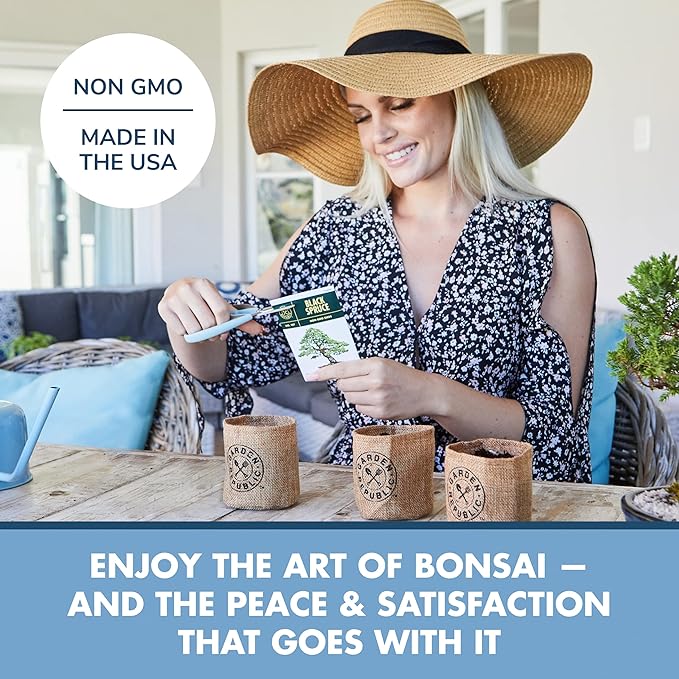 Garden Republic Bonsai Tree Kit - Mini Bonsai Seeds, 3 Types - for Indoor Plant Growing - Starter Kit with Seeds, Soil, Planters & Shears