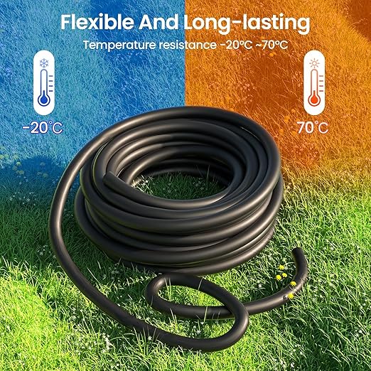 MIXC 1/2 Inch Drip Irrigation Tubing,100FT Main Tubing Hose, Flexible PVC Hose for Irrigation Parts Drip Emitters Drip Irrigation Systems, Black