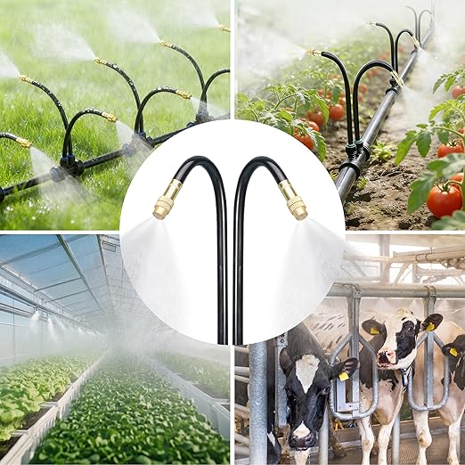 Drip Irrigation System for Garden, Automatic Watering System with Adjustable 360° Copper Spray Nozzles, DIY Drip Irrigation Kit for Yard, Lawn, Greenhouse, Raised Beds & Potted Plants (66FT)