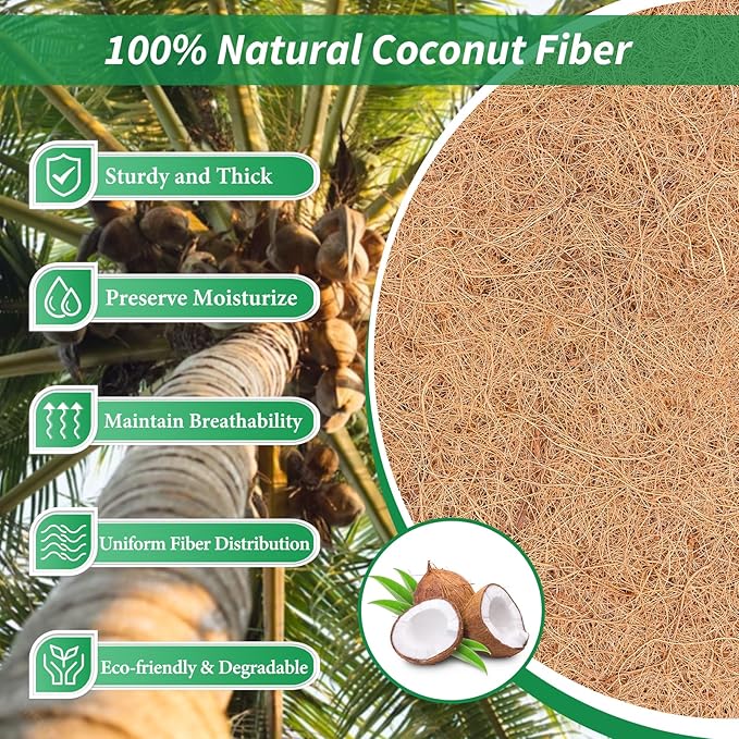Legigo 12X80 Inch Natural Coco Liner Roll, Coconut Liners for Planter Window Box Hanging Basket, Coconut Coir Roll Coco Fiber Mat for Garden Decoration DIY Moss Poles Pet Pad Reptiles Carpet