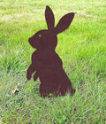 Metal Rabbit Yard Stake, Rustic Rabbit Standing Art, Easter Bunny, Easter Spring Decor, Metal Garden Stake, Metal Yard Art(Purple Copper,9”x16” /23cm x 41cm)