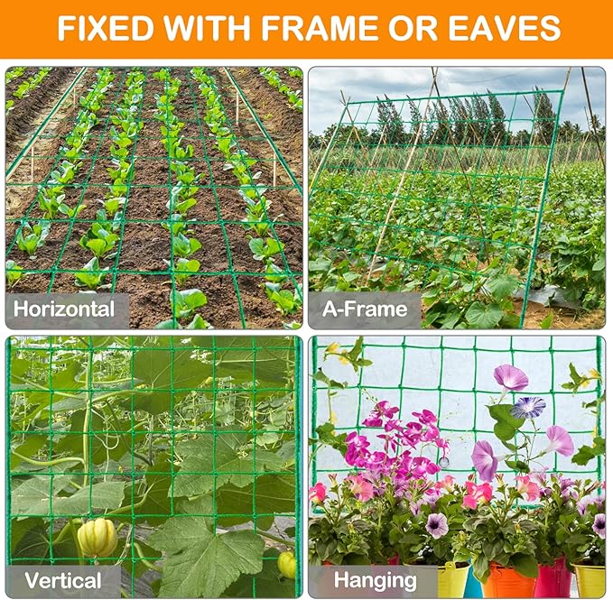 Trellis Netting - Garden Netting for Plants, 6.6x32.8 FT Garden Trellis Netting for Climbing Plants with 27 Strands Nylon Outdoor Indoor, Vegetable Grow Trellis Net for Tomato, Cucumber, Grape, Bean