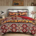 Chezmoi Collection Barrett 2-Piece Southwestern Sunset Cowboys Comforter Set - Multicolor Red Orange Black White Printed Washed Microfiber Bedding, Twin