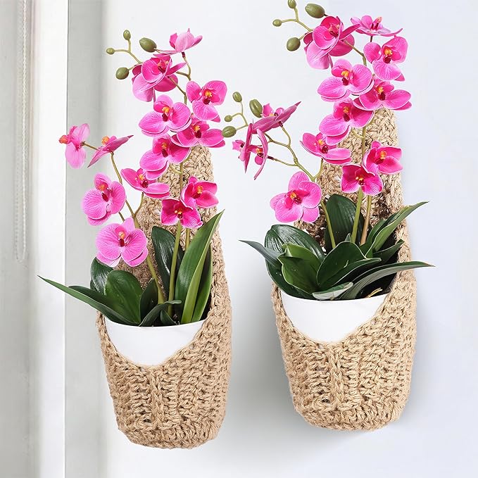 2 Pack 6 inch Macrame Wall Plant Hanger, Hanging Orchid Basket | Wall Plant Holder, Wall Planters for Indoor Plants (2 Pack, for up to 6 inch Pot)