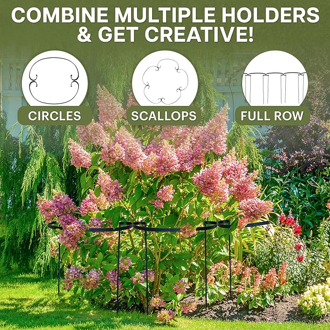 Décor Wow Garden Ornament Metal Half Round Plant Support Stake, 21” Wide x 37” Tall, Black