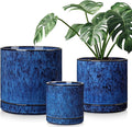 vancasso Ceramic Planters, Plant Pots for Indoor Plants, 6.25+8.25+10.25 Inch Ceramic Pots for Plants, Flower Pots with Drainage Holes (Blue, 6.25+8.25+10.25 Inch)