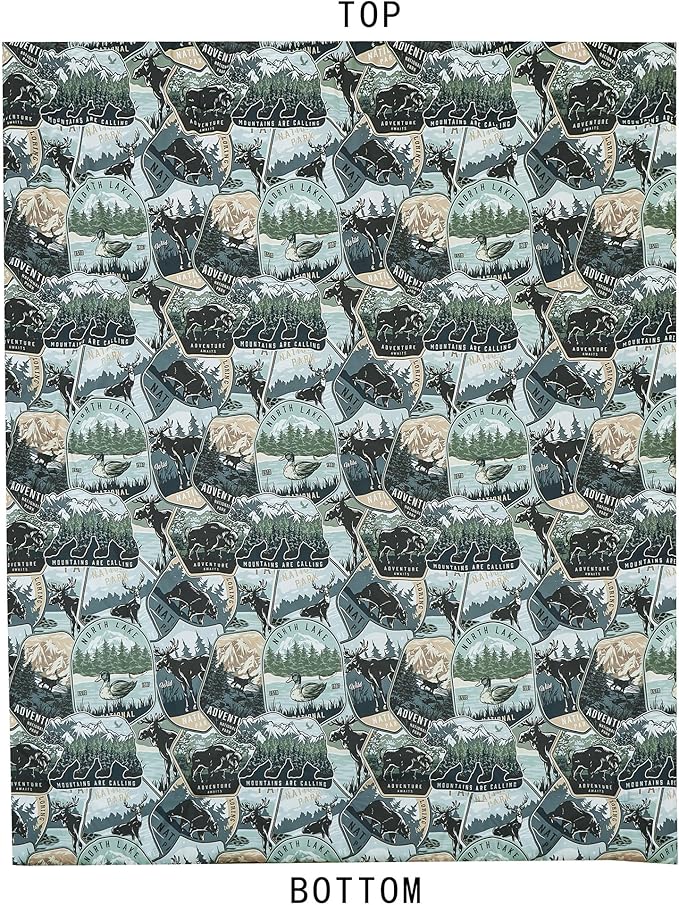 Chezmoi Collection Bishop 3-Piece North Lake Motif Comforter Set - Multicolor Blue Green Brown Black Printed Washed Cabin Lodge Microfiber Bedding, King