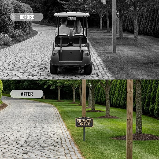SmartSign “Private Drive” GardenBoss Statement Plaque | 5.75" x 9.5" Aluminum Plaque with 18" Black Lawn Stake, Made in USA