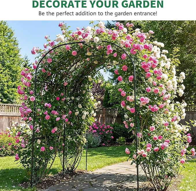SUNYRISY Garden Arch Trellis for Climbing Plants Outdoor, 71" x 47" x 83" Metal Core Tall Archway Tunnel Plant Support for Cucumber Tomato Vine Flowers Vegetables Climbing Plants