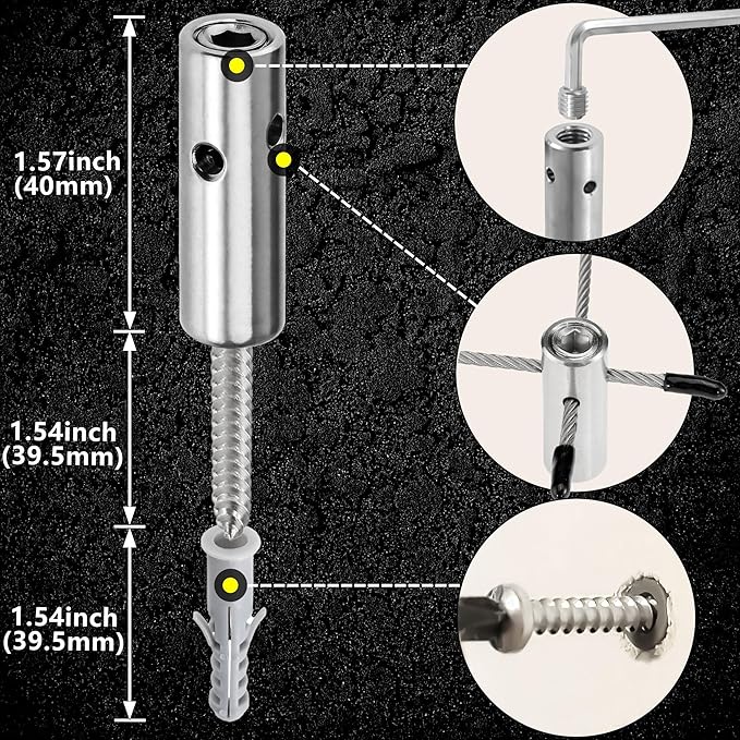 Wire Trellis for Climbing Plants Outdoor, 30-Set Wall Wire Trellis Kit with 1/8in x 150ft Stainless Steel Cable, T316 Cylindrical Espalier System for Fence and Garden DIY Projects