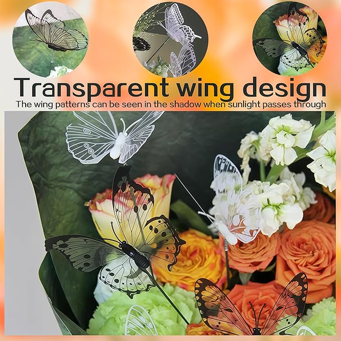 3D Butterfly Stakes,20PCS Butterfly Garden Stake Decor for Flower Bouquet Outdoor Indoor Yard Art Patio Plant Pot Flower Bed Home Décor,Butterfly Plant Stakes with Bendable Stick(Black&White)