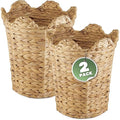 84ECO 2-Pack Scalloped Waste Baskets for Bathroom, Bedroom, Office - Scalloped Decor