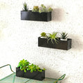 LaLaGreen Indoor Wall Planter - 3 Pack, 16 Inch Large Wall Mounted Succulent Planters, Black Rectangular Metal Hanging Flower Pot, Long Window Sill Plant Box Boho Minimalist Decor Floating Shelve