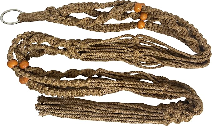 Macrame Plant Hanger & Holder, Hanging Planter 4 Legs Double Deck for 8 inch to 10 inch Two Pots Indoor Outdoor Hanging Planter Hemp Rope 67 Inch with Metal Ring (Brown)