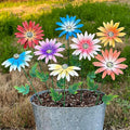 Metal Flowers for Outside, 8 Pack Decorative Garden Stakes with Spring Design, 16.5 Inch Handmade Iron Outdoor Metal Garden Decor, Flickering Daisy Yard Art for Patio Lawn