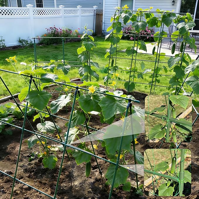 Miory Cucumber Trellis, 48"x48" A-Frame Trellis for Raised Bed, Garden Trellis for Climbing Plants Outdoor, Plant Support for Vegetables Vines