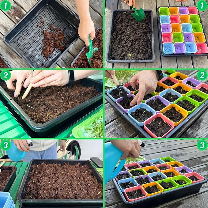 BeGrit Soil Blocking Trays 15x12 inch Seed Starter Trays 5 Pack Mesh Trays for Seedling, Microgreen, Soil Blocks, Wheatgrass