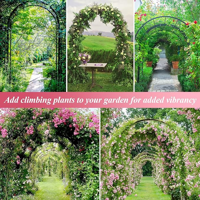 Thickened 0.7mm Tube Garden Arch Trellis - 4.6ft Wide x 7.9ft High or 7.6ft Wide x 6.4ft High - Garden Trellis for Climbing Plants - Stable Garden Arbor, Birthday Party Wedding Arch Decoration