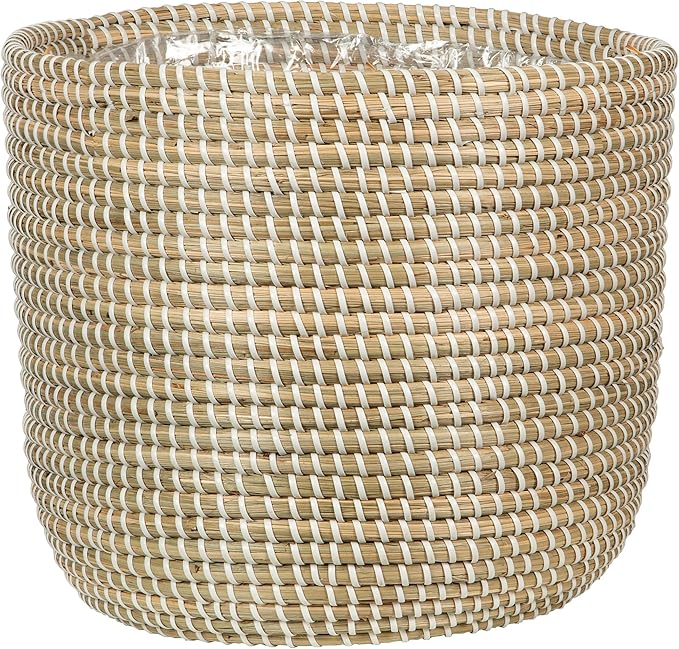 Scheurich Seagrass 22, Basket Planter/Basket Planter/Basket Pot Made of Seagrass Colour: White, 22 cm Diameter, 19.5 cm High, 7.5 L Vol.