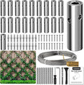 Wire Trellis for Climbing Plants Outdoor, 20-Set Wall Wire Trellis Kit with 1/8in x 98ft Stainless Steel Cable, T316 Cylindrical Espalier System for Fence and Garden DIY Projects