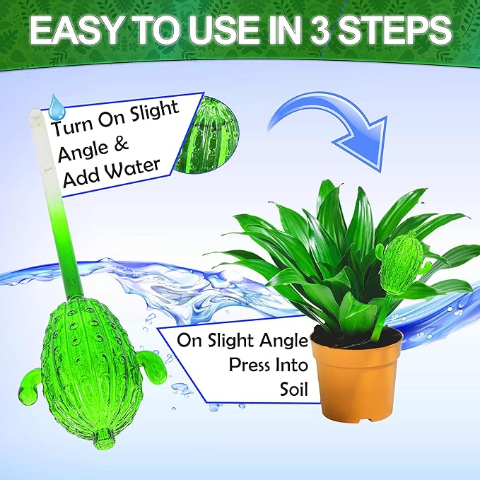 5 STAR SUPER DEALS Aqua Glass Plant Watering Globes Automatic Self Watering Plant Insert Spike Orbs - Indoor Outdoor Plant Drip Irrigation - for Flowers, Herbs, Houseplants (Cactus Globes, 4, Units)
