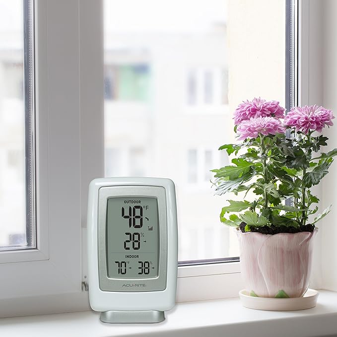 AcuRite 00611 Indoor Outdoor Thermometer with Wireless Temperature Sensor & Hygrometer White Small (Pack of 2)