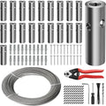 Wire Trellis for Climbing Plants Outdoor, 20-Set Wall Wire Trellis Kit with 1/8in x 98ft Stainless Steel Cable & Cutter, T316 Cylindrical Espalier System for Fence and Garden DIY Projects