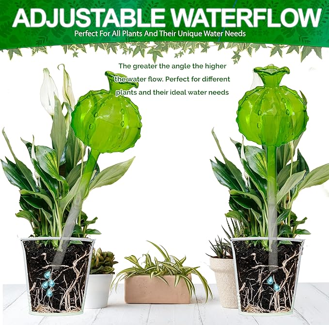 Aqua Glass Plant Watering Globes Automatic Self Watering Plant Insert Spike Orbs - Indoor Outdoor Plant Drip Irrigation - For Flowers, Herbs, Houseplants (Cactus Ball Globes, 4, Units)