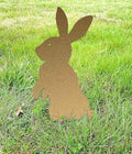 Metal Rabbit Yard Stake, Rustic Rabbit Standing Art, Easter Bunny, Easter Spring Decor, Metal Garden Stake, Metal Yard Art(Brass,7”x13” /18cm x 32cm)