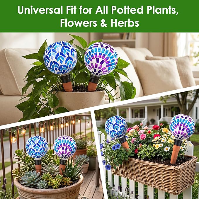 Plant Watering Globe Large Self Watering Globes 2 Pack for Indoor Outdoor Plants Self Watering Planter Insert Watering Devices for Plant Lover Gifts
