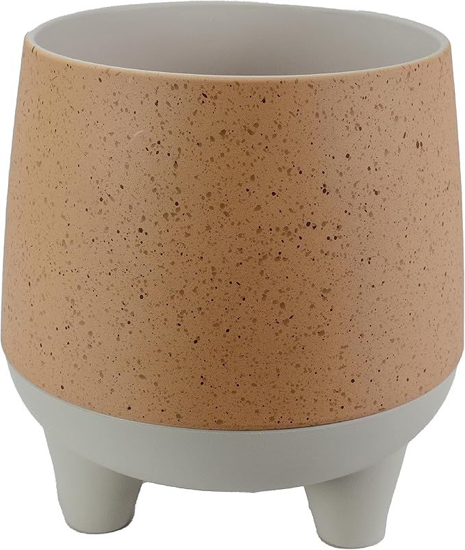 The HC Companies 10 Inch Orion Self Watering Planter - Lightweight Indoor Plastic Plant Pot for Herbs and Flowers, Muted Clay