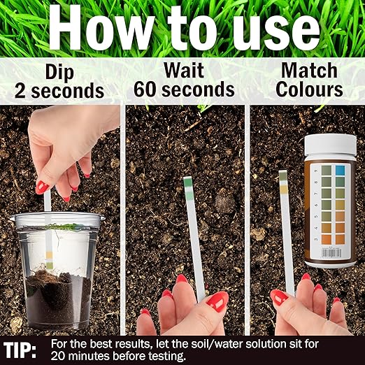 Premium Soil Testing Kit – 100 Soil pH Test Strips (3-9 Range) Quick & Accurate pH Testing for Garden, Lawn & Plants | Easy-to-Use pH Soil Tester Strips for Healthy Soil & Optimal Growth