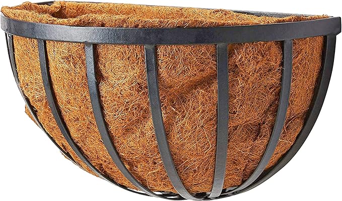 Arcadia Garden Products 1527 Half Round Wall Mounted Hanging Planter Basket with Coco Liner 16"