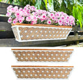 LaLaGreen Window Boxes Planter (2 Pack, 24 Inch) White Metal Rectangular Wall Planters with Coco Liner, Horse Trough Deck Railing for Outdoor Plants Holder, Modern Rail, Balcony, Fence, Porch Patio