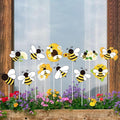 Bee Garden Stake Decor - 12 Pcs Yellow Working Bee Art Stick Floral Picks Garden Yard Metal Decorative Stake Sign Spring Summer Outdoor Backyard Pathway Lawn Plant Flower Pots Decoration