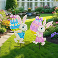 Yard Sign Stakes Made of Metal, Easter Yard Stakes with Bunny Egg for Easter Decorations Outdoor Garden Lawn Porch