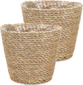 Abaodam 2pcs Woven Straw Plant Pot Baskets for Indoor Outdoor Gardening, 22x21x15cm Seagrass Planters with Natural Rattan Fiber, Rustic Flower Containers for Home Decor and Nursery Storage