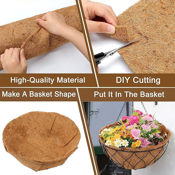 Natural Coco Liner Roll-15.7x78.7 Inch Coconut Coir Liner Sheets Coco Mat for DIY Flower Basket Liner Pet Pad Reptile Carpet Moss Pole（2 Rolls）