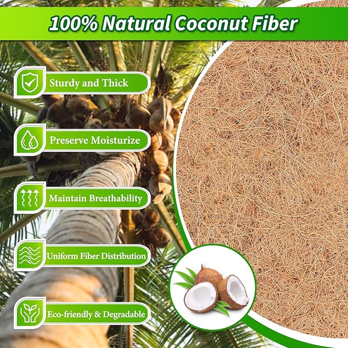 Legigo 16X120 Inch Natural Coco Liner Roll, Coconut Liners for Planter Window Box Hanging Basket, Coconut Coir Roll Coco Fiber Mat for Garden Decoration DIY Moss Poles Pet Pad Reptiles Carpet