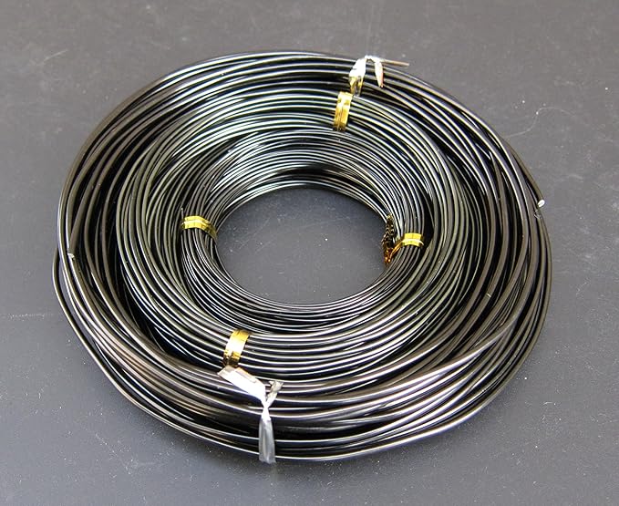 150Feet Anodized Aluminum Bonsai Training Wire 3-Size Starter Set, Multipurpose Crafting DIY Wires Ties - 1.0mm, 1.5mm, 2.0mm(Each 50Ft), Easy Bending Cutting, Quality Alu Tie Wire 3 Size Pack (Black)