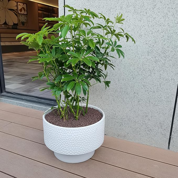 13 Inch Ceramic Pots for Plants, Large Planters for Indoor Plants with Drainage Hole, Modern Indoor Plant Pots for Home Office, Honeycomb Ceramic Planter Pots, White