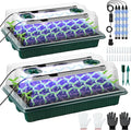 Saillong 2 Pack Seed Starter Tray with Grow Light, 80 Cell Indoor Greenhouse Seed Starting Set with Humidity Dome, 360° Full Spectrum LED, Smart Timer, 5 Brightness Levels for Germination