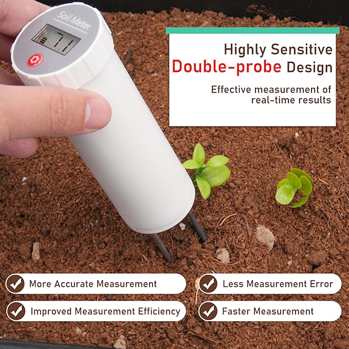 LUVCOSY Digital Soil pH Meter, Industrial Grade Soil pH Tester with Calibration-Free LCD Display, High Accuracy Soil pH Pen, Soil pH Monitor for Garden, Lawn, Plant (White)